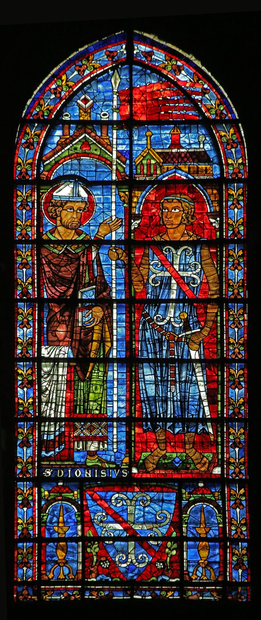 Dárce Jean Clement přijímá prapor od St Denis; jeho paže dole (w116) od French School
