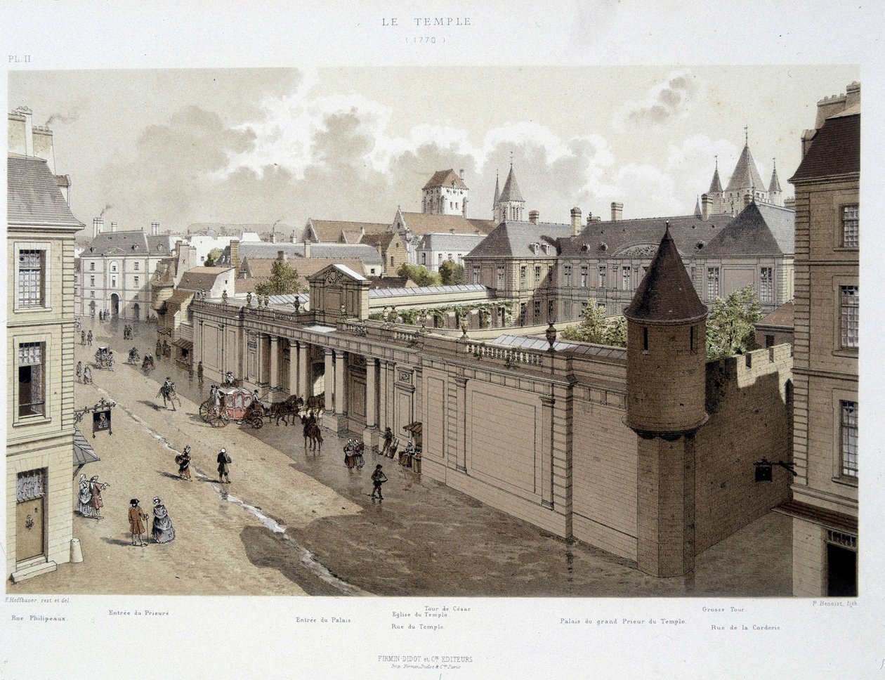 Vstup do Palais v roce 1770 - v „Paříži v průběhu věků: chrám a rue Royale“, konec 19. století od French School