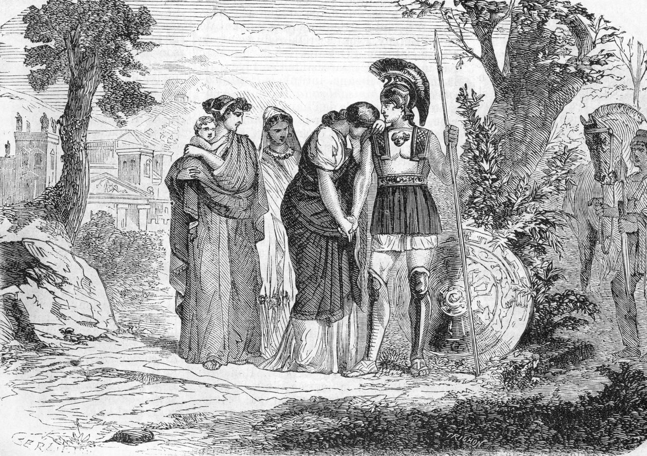 Rozloučení Hectora a Andromaque (rytina) 1864 od French School
