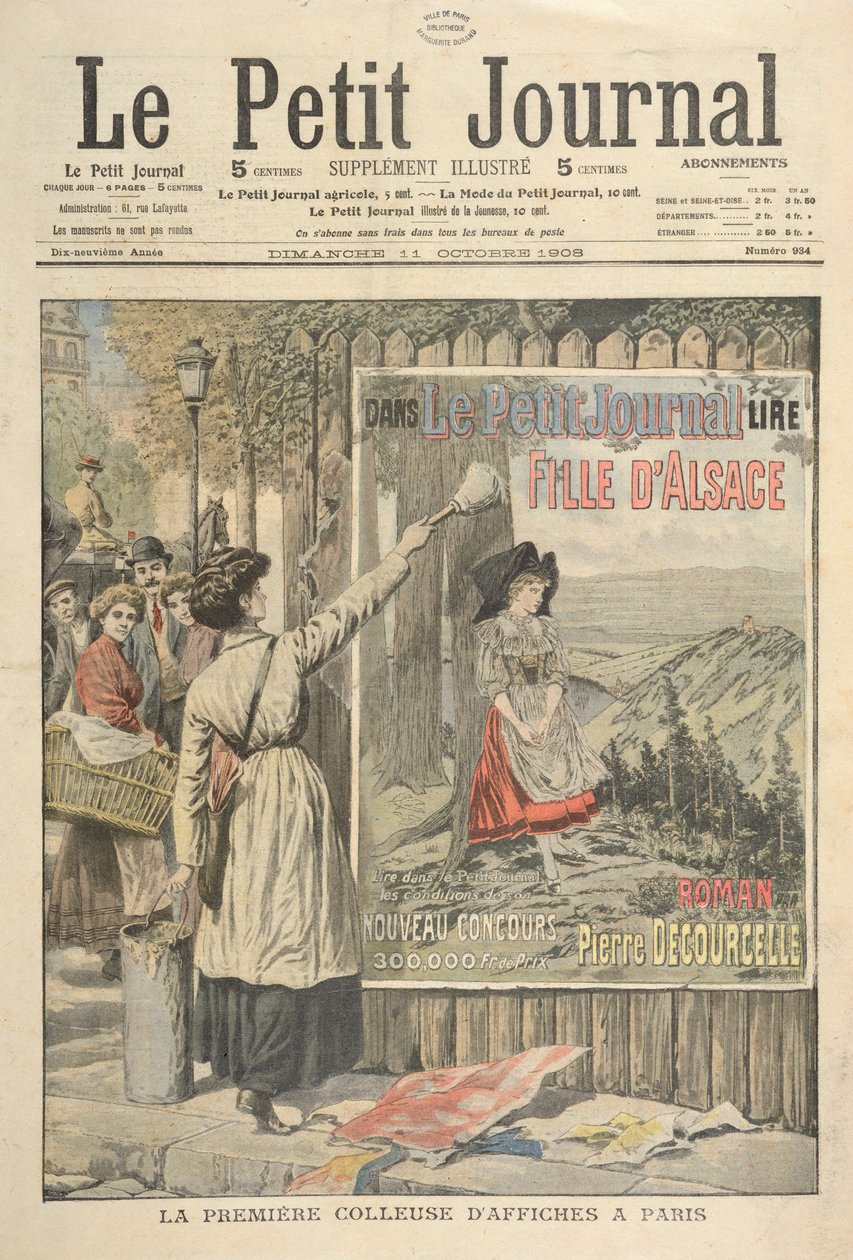 První ženský plakát v Paříži, z le Petit Journal, 11. října 1906 od French School