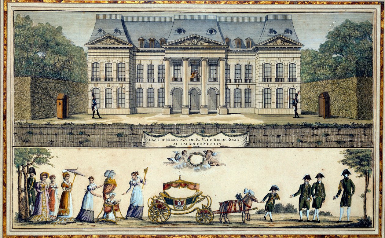 První kroky římského krále Napoleona II., vévody z Reichstadtu (1811-1832) a syna císaře Napoleona I. (1769-1821), meudonský tisk Sceaux z 19. století, muzeum Ile de France od French School