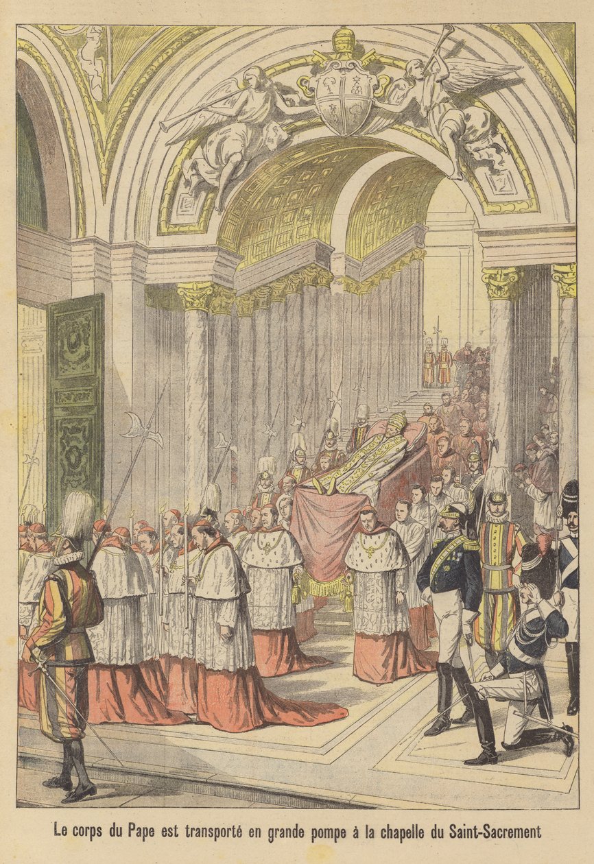 Pohřeb papeže Lva XIII (barevná litografie) od French School