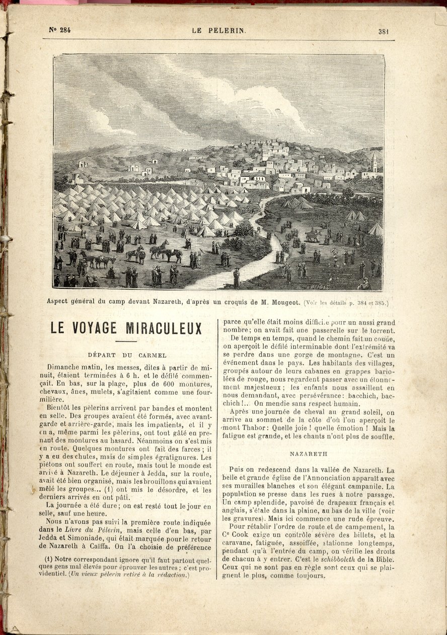 Celková podoba tábora před Nazaretem podle náčrtu M. Mougeot., Le Pèlerin od French School