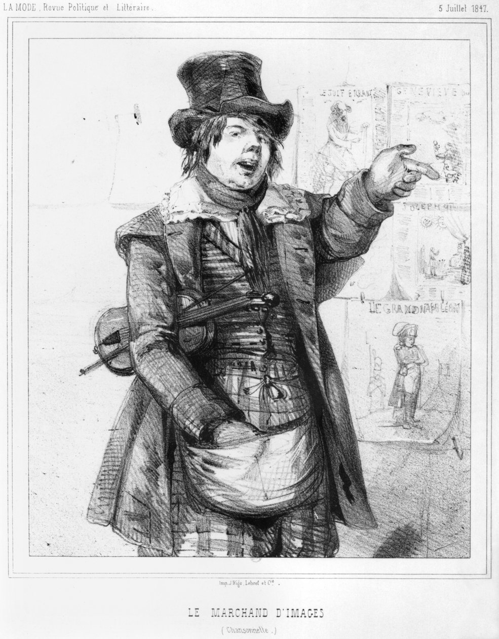 Prodavač obrazů, ilustrace z La Mode, 5. července 1847 od French School