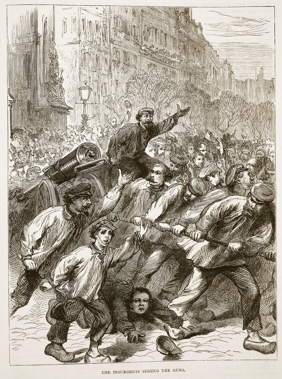 Povstalci se zmocnili děl, březen 1871, ilustrace z Cassellovy Historie války mezi Francií a Německem 1870-1871. od French School