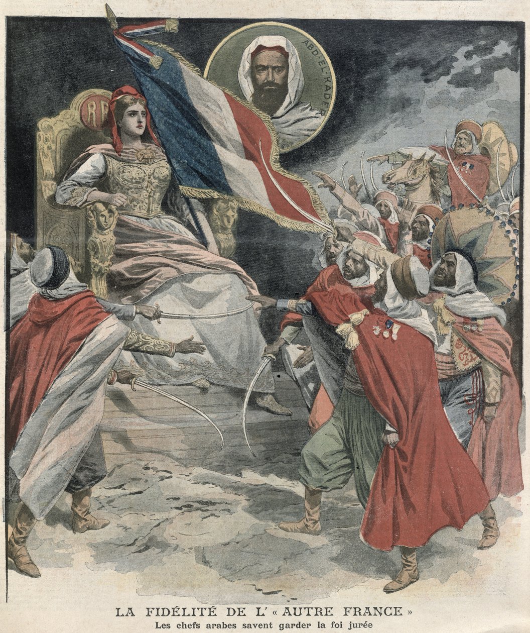 Loajalita alžírských arabských náčelníků Francii, obálka le Petit Journal, 15. prosince 1907 od French School