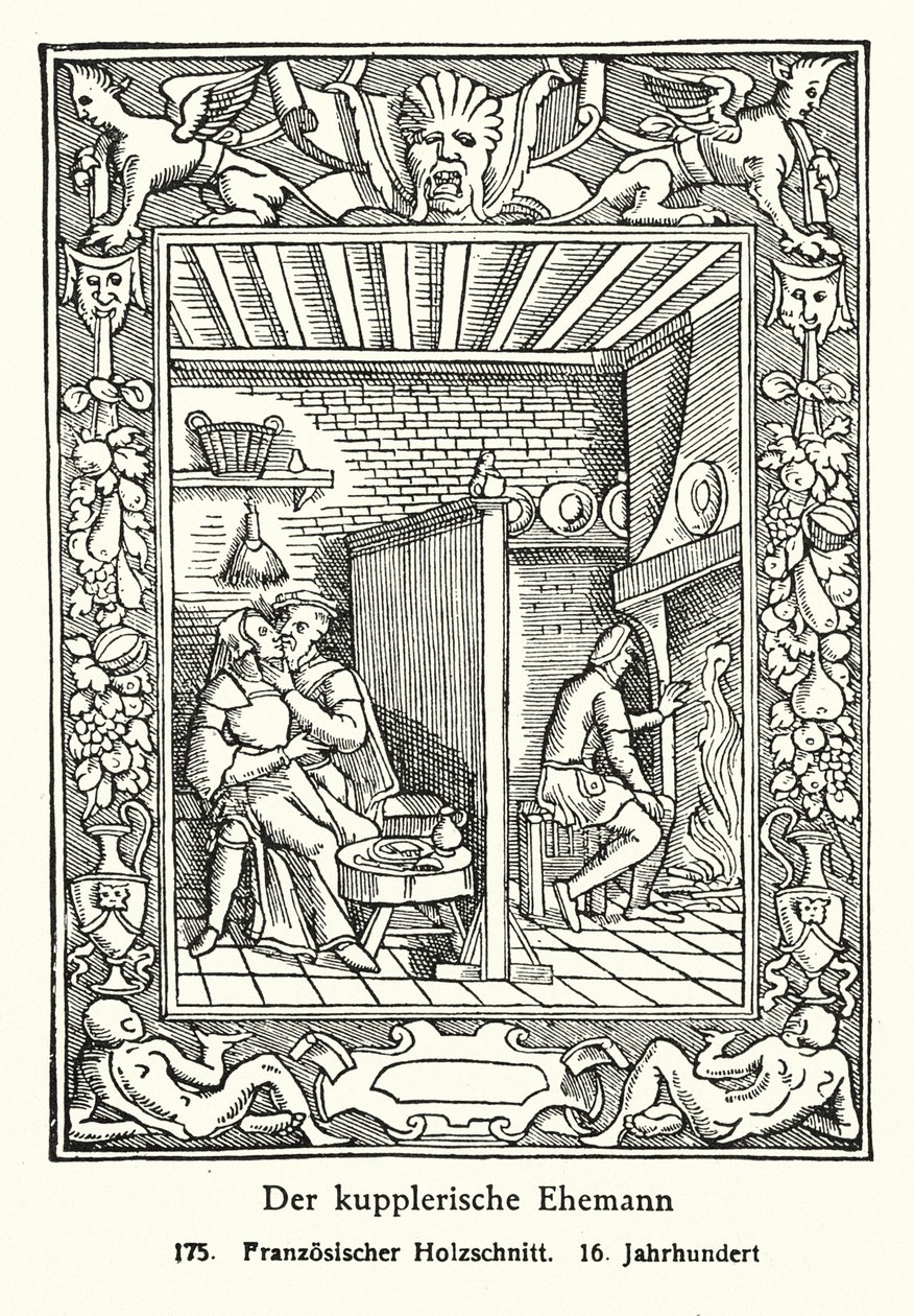 Manžel, který se dohazuje (dřevoryt) od French School