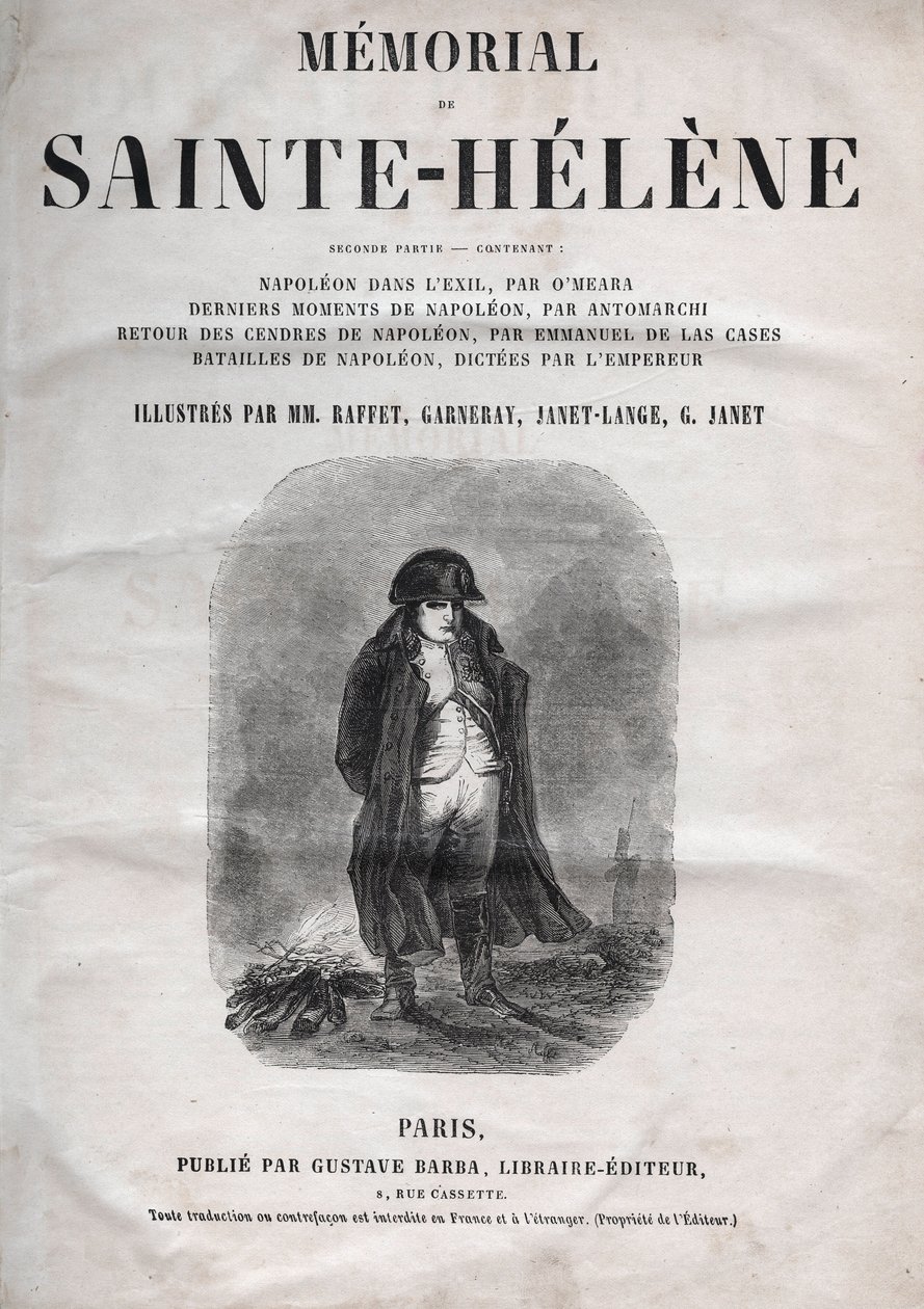 Památník sv. Heleny od hraběte Emmanuela de Las Cases (1766-1842) (Saint Helene) - Napoleon a Sainte-Helene - vydání z roku 1860 od French School