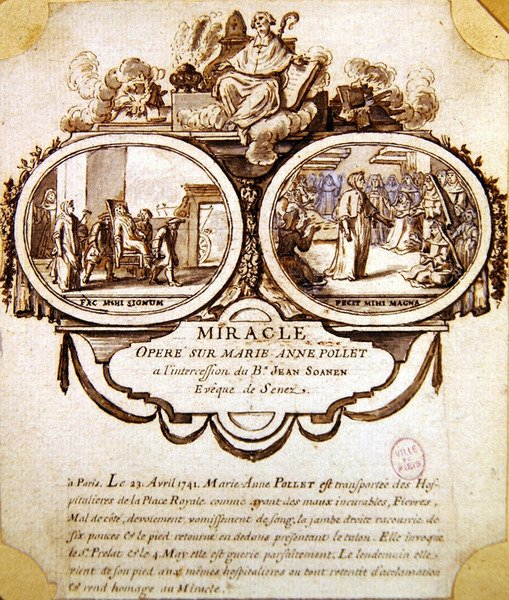 Zázrak Marie Anny Polletové, asi 1741 (akvarel a tuš) od French School
