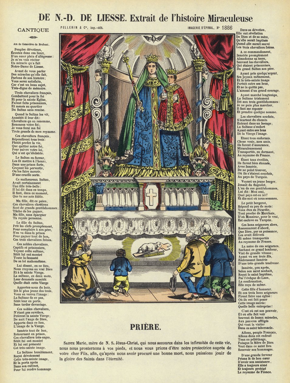 Zázračný příběh Panny Marie Radostné (barevná litografie) od French School