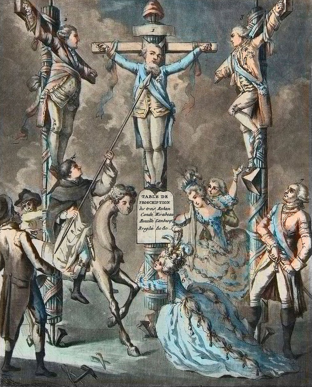 Nová Kalvárie, Ludvík XVI. položil kříž vzpourami - 2. a 3. Monsieur (Louis Stanislas Xavier, hrabě z Provence (1755-1824), Louis XVIII) a hrabě z Artois (Charles Philippe (1757-1836) Karel X), bratři králové, opřeni dekrety o od French School