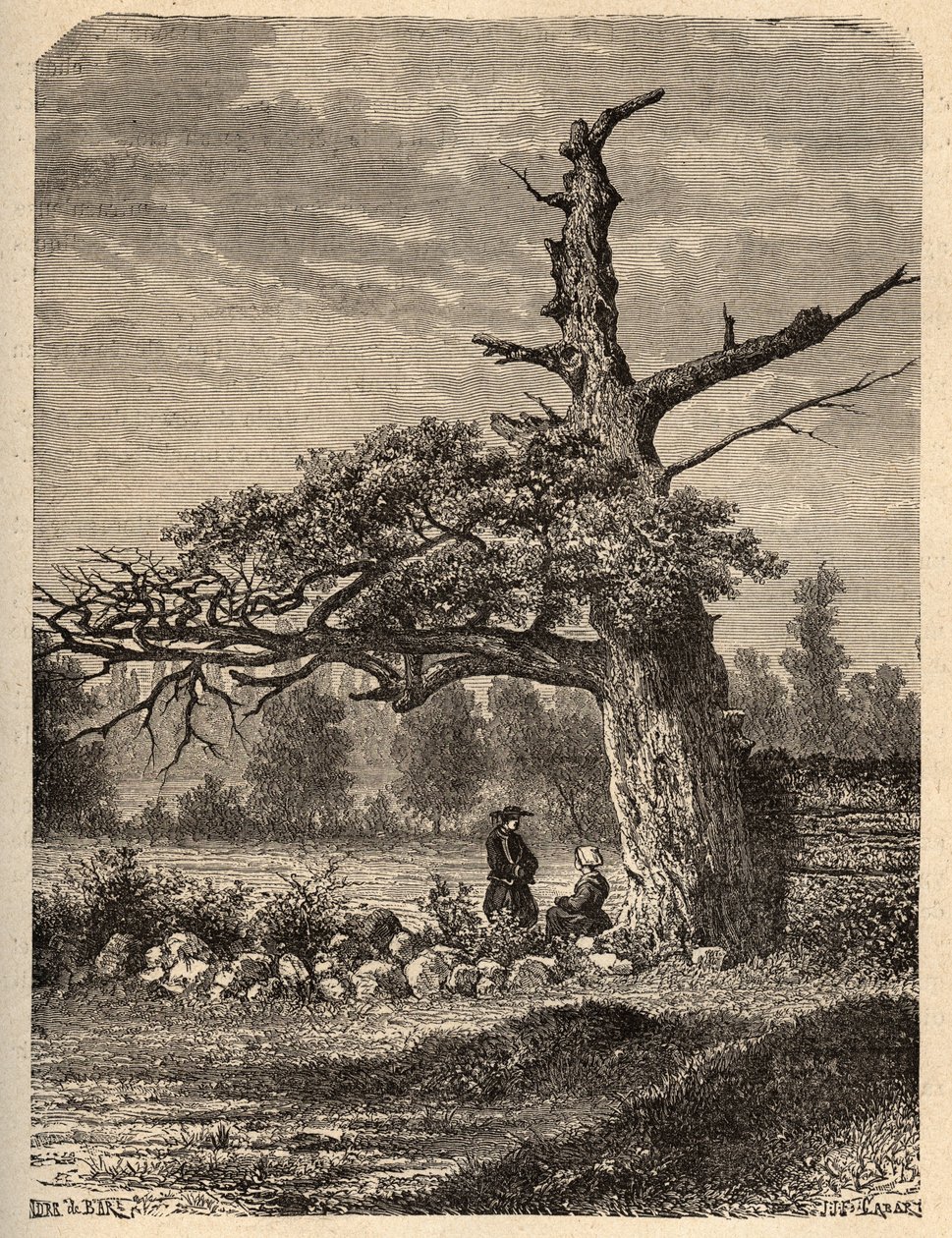 Dub Jindřicha IV v Sainte Foix, poblíž Rennes - rytina „“ PATRIE“ - PECTUREQUIRESSE POPIS FRANCIE V 6 SVAZCH LUCIEN HUARD - konec 19. století od French School