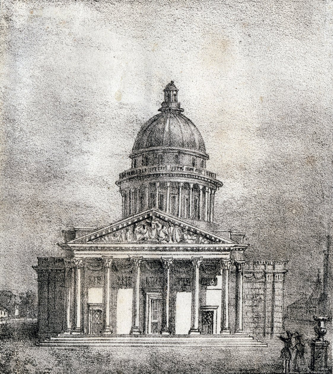Panteon - "Abeceda malebných památek v Paříži" kolem roku 1840 (rytina) od French School