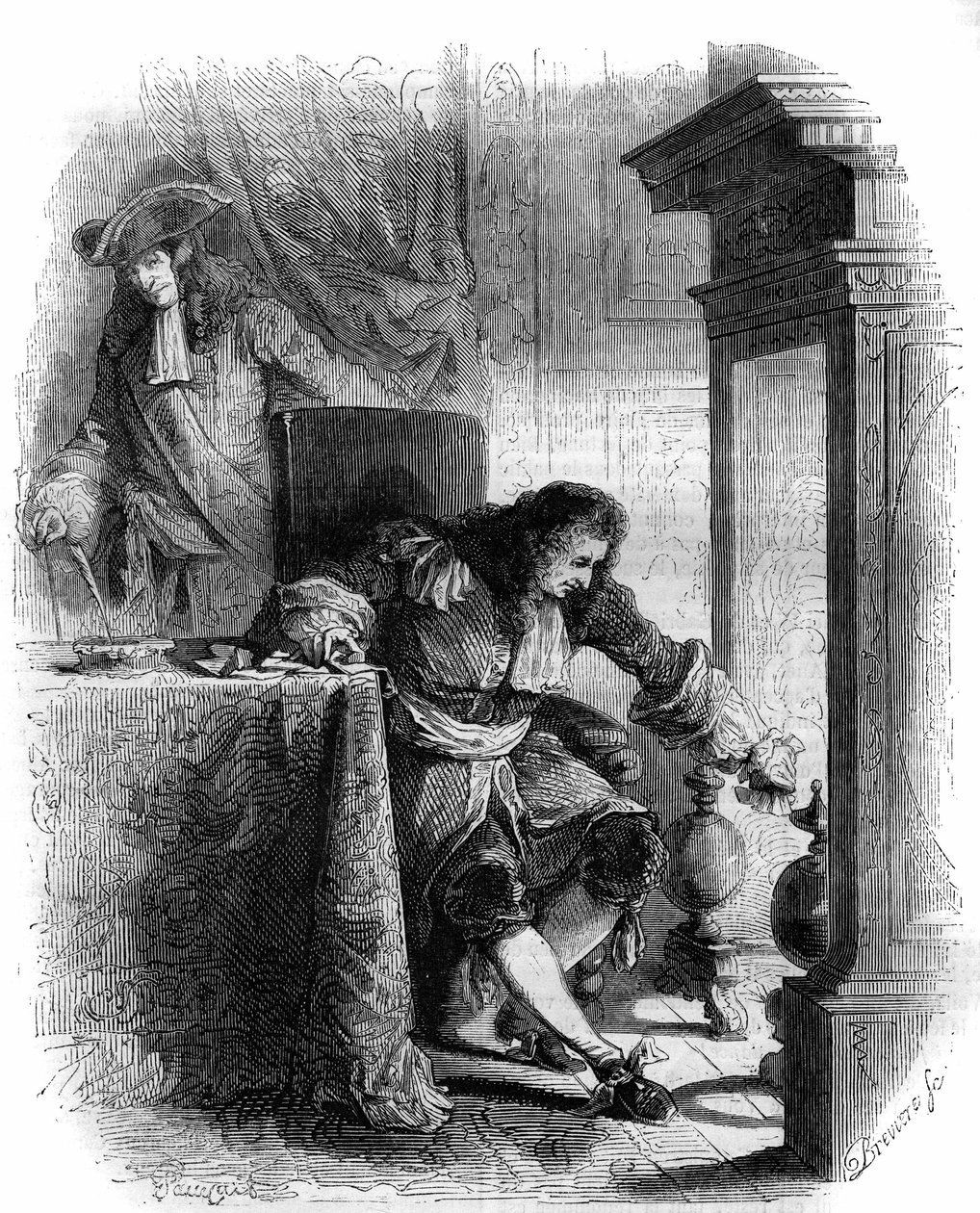 Dramatik Jean Galbert de Cammistron (1656-1723) korespondence s vévodou Louisem Josephem de Vendome (1654-1712). Rytina z roku 1856. od French School