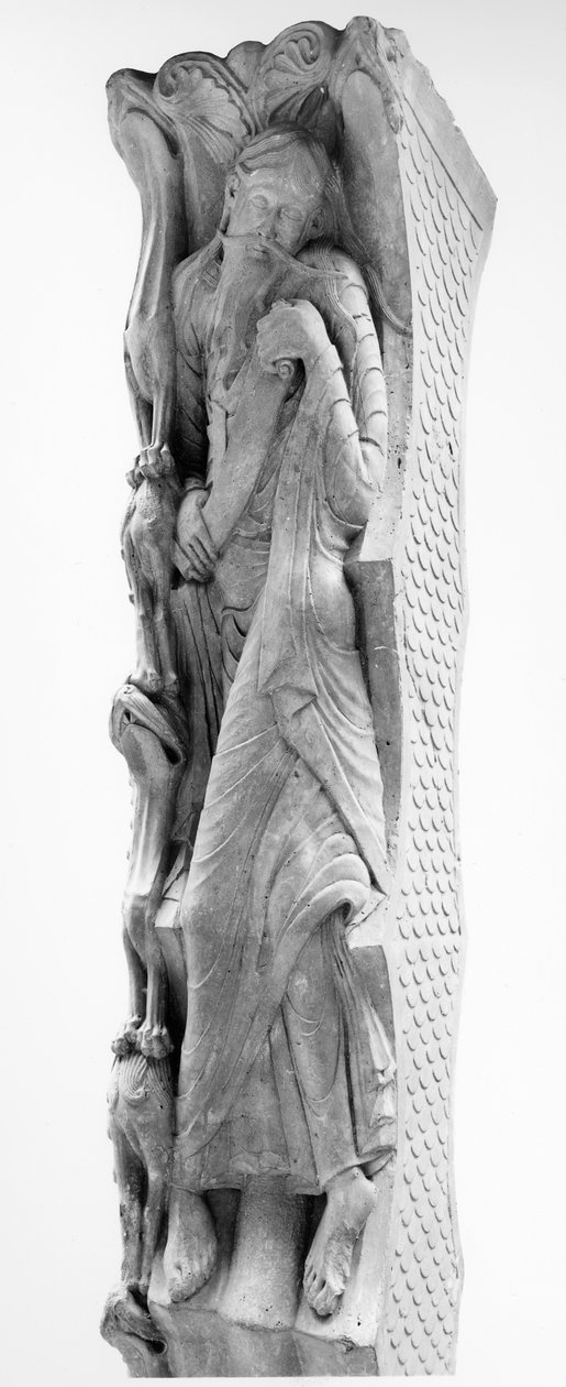 Prorok Jeremiáš, detail z tympanonu, před rokem 1125 od French School