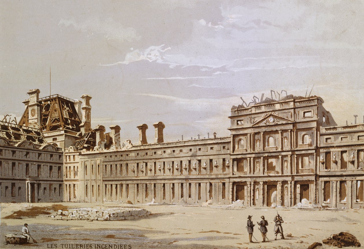 Ruiny Tuileries od French School