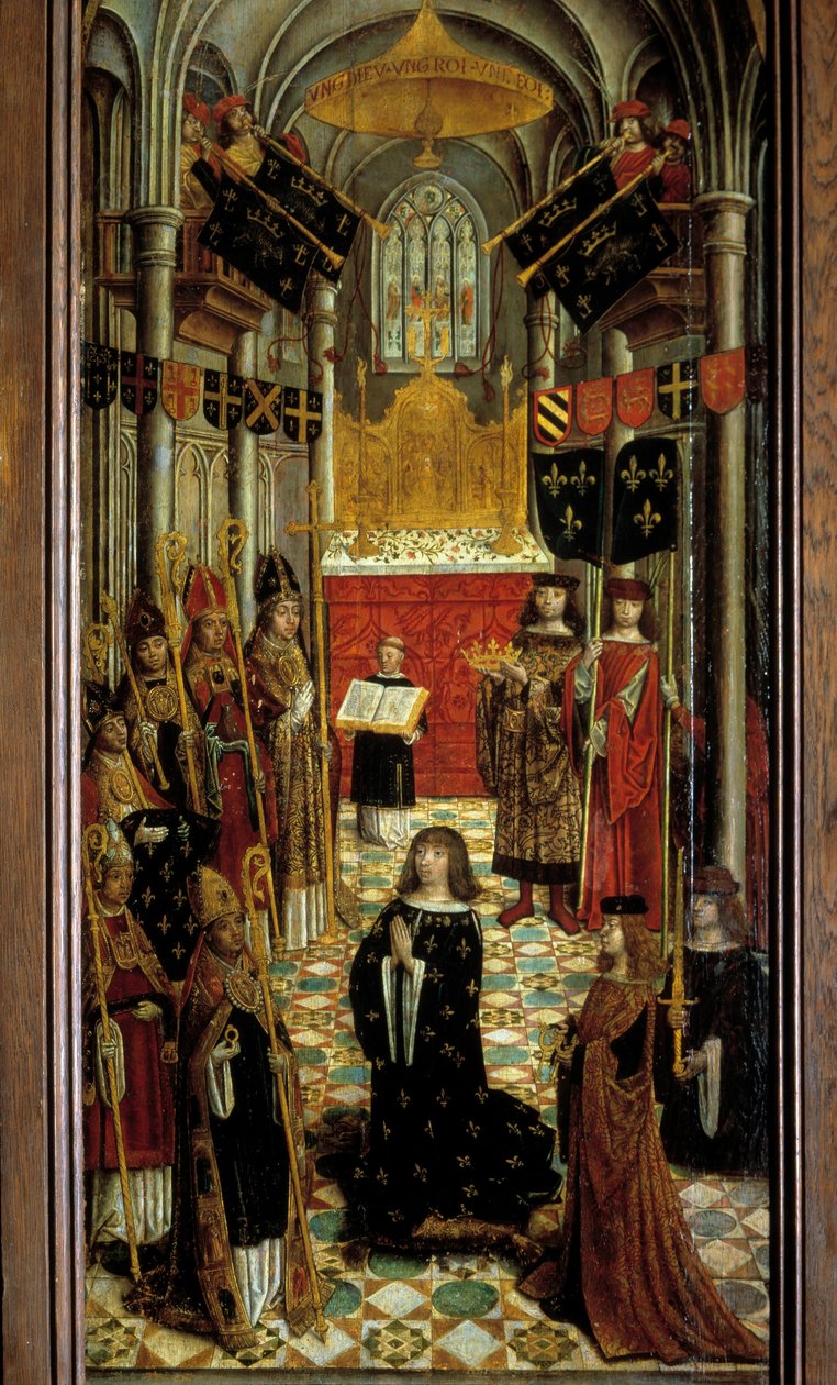 Posvátný den Ludvíka XII. (1462-1515) v katedrále v Remeši 27. května 1498 Malba na dřevě francouzské školy 16. století. 1501. Rozm. 1,95x0,5m. Paříž, Národní muzeum středověku, Thermes de Cluny od French School