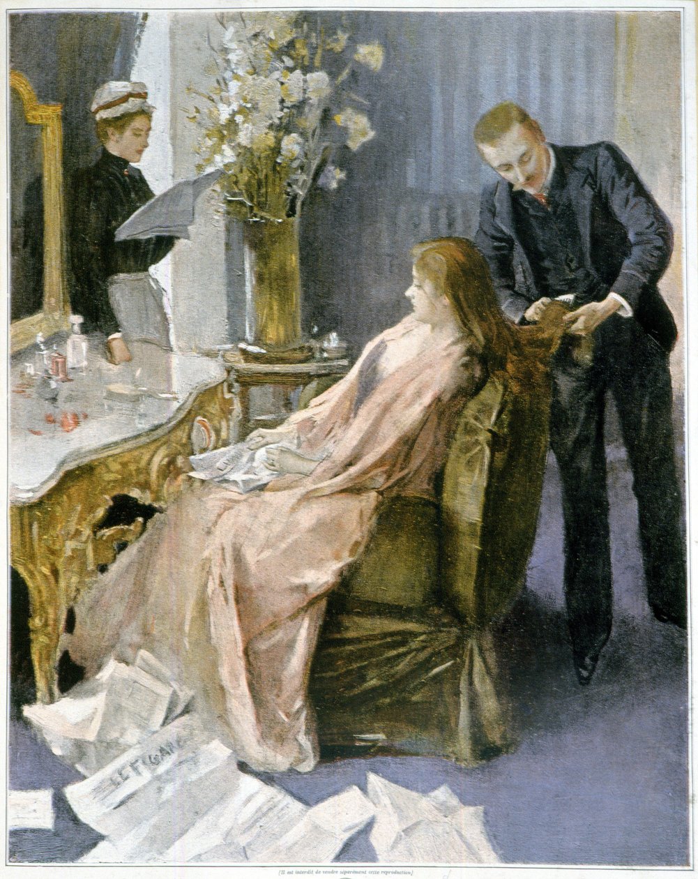 Sezení kadeřníka doma - kreslení od French School