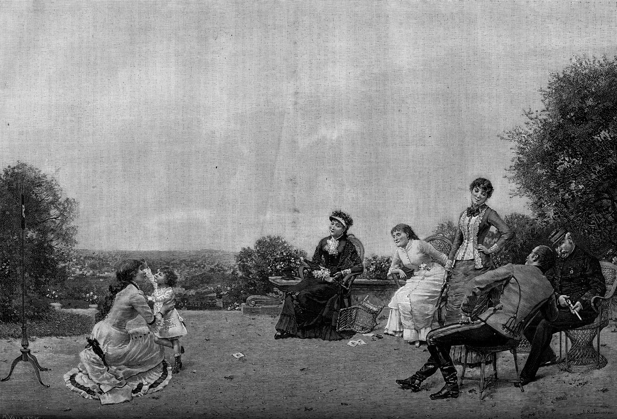 Výstřel. Rytina podle obrazu Julese Frederica Ballavoinea (1844-apres 1914). Rytina v „“ Le Monde Illustré““ č. 1194 ze 14. února 1880. od French School