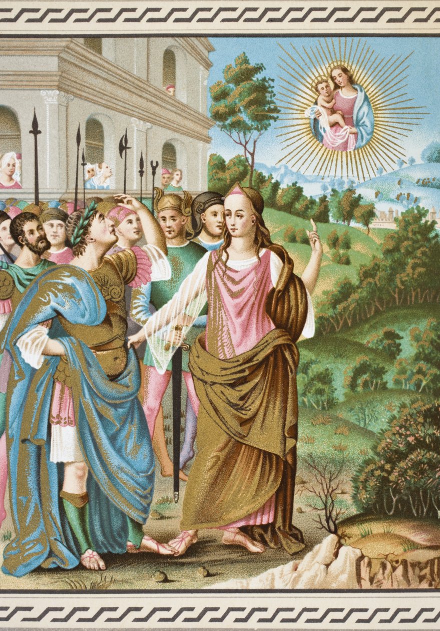 Sibyla z Tiburtis oznamující Augustovi příchod Ježíše Krista z knihy „Věda a literatura ve středověku“ od Paula Lacroixe (1806-84), vydaná v Londýně 1878 od French School