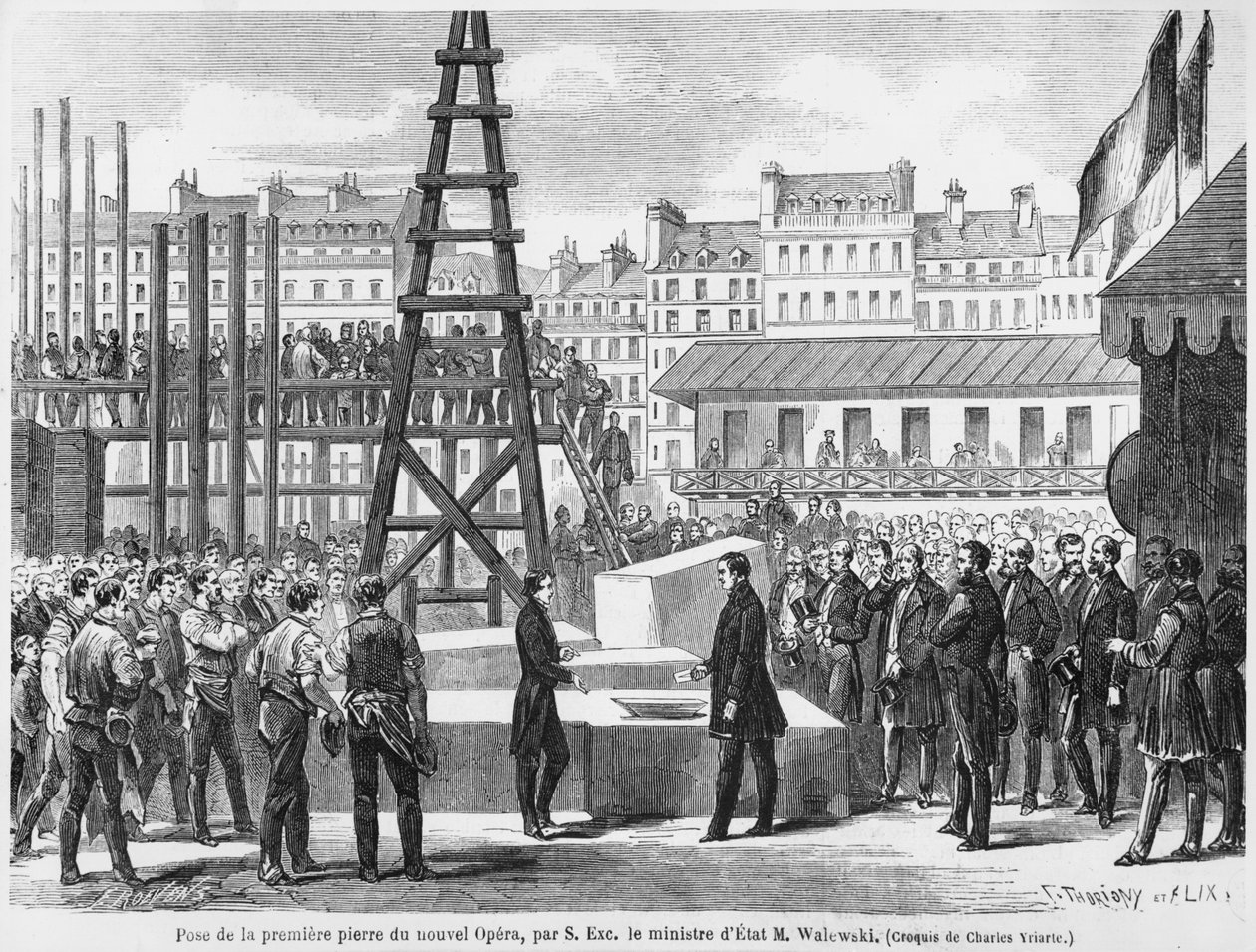 Státní ministr Walewski pokládá první kámen nové pařížské opery, 21. července 1862. od French School
