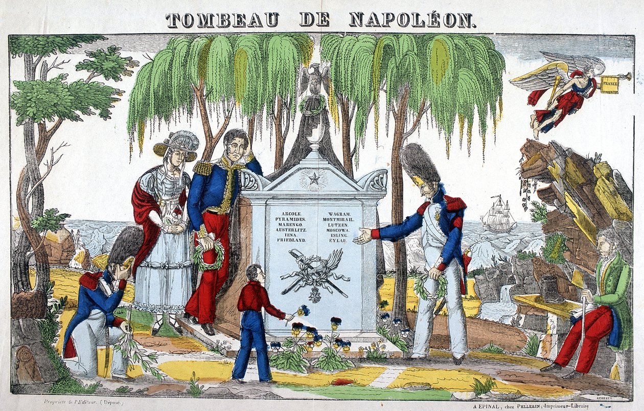 Hrob Napoleona Bonaparta na ostrově Svatá Helena. Obrázek Epinal od French School