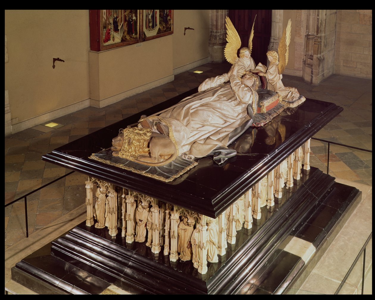 Hrobka Filipa Smělého, vévody burgundského (1342-1404), od Jeana de Marville († 1389), Clause Slutera († 14056) a Clause de Werve (cca 1380-1439), objednaná pro klášter v Champmol, 1385-1410 od French School