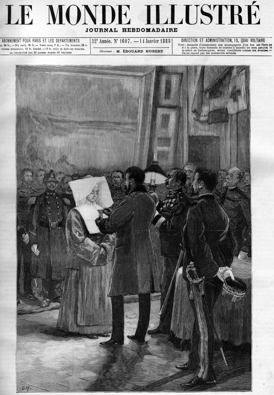 Návštěva prezidenta Sadiho Carnota (1837-1894) ve Val de Grace - v „Illustrous World“ - v roce 1888. od French School