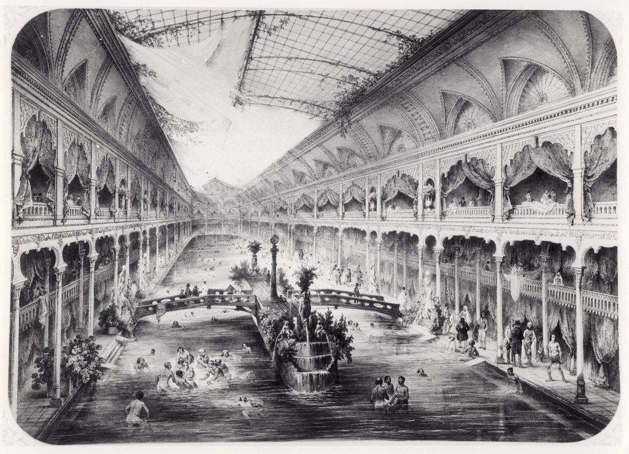 Vodní tělocvična na pařížských Elysejských polích, 1847 od French School