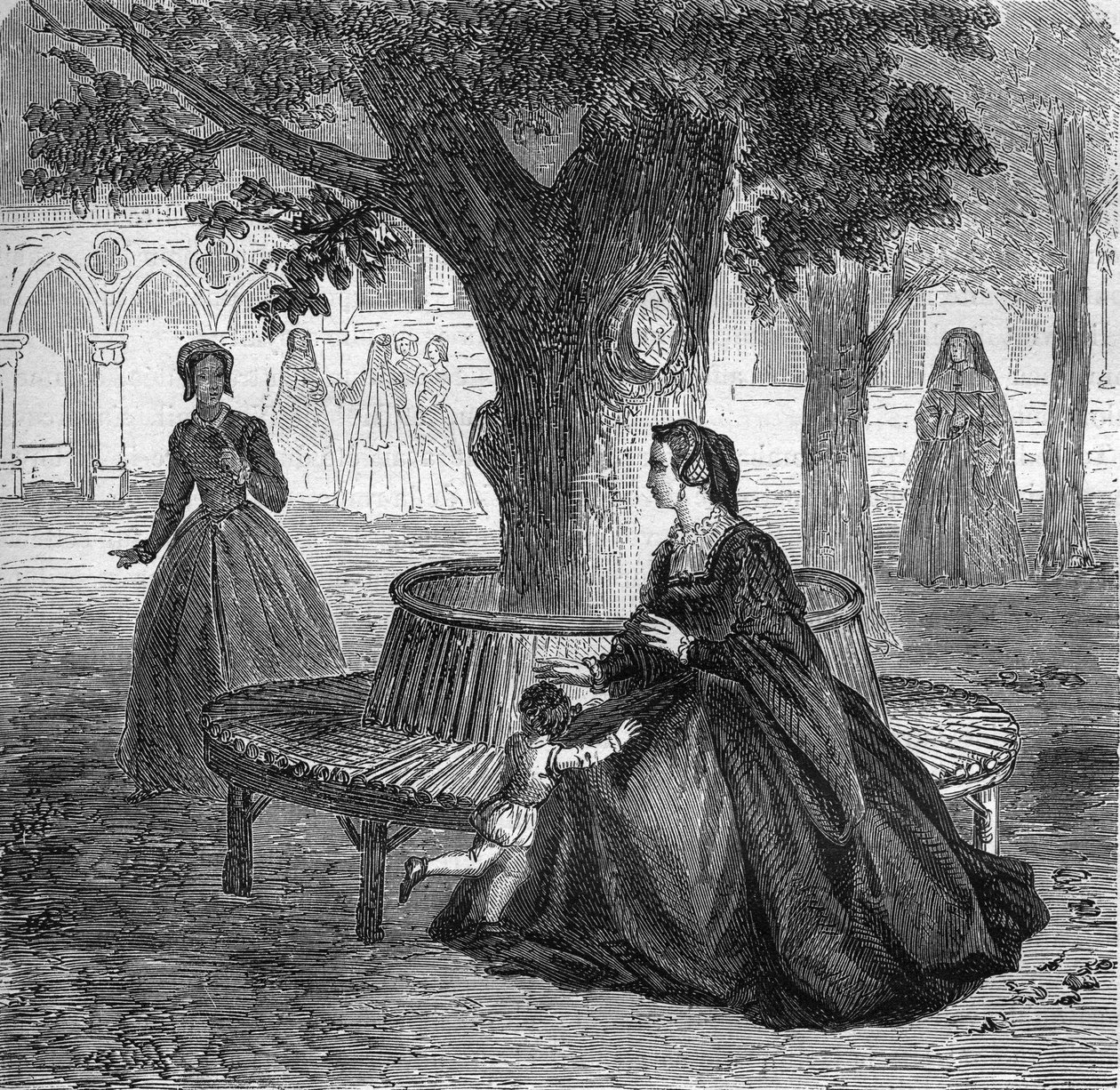 Mladá Mary Touchet budoucí milenka krále Karla IX. (1550-1574). Rytina do „Historie prostituce a zhýralosti mezi všemi národy světa od starověku po současnost“ od Dr. Th. -F. Debray. 1879. od French School