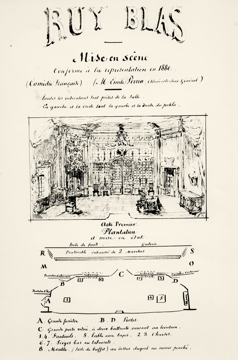 Divadelní program pro I. dějství Ruy Blase (1838) od Victora Huga (1802-85), 1880 od French School