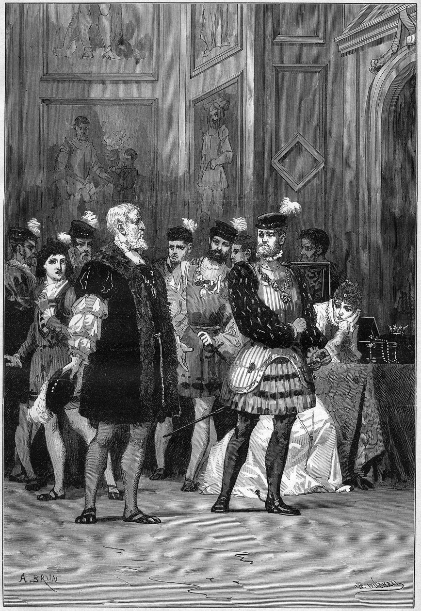 Divadelní ztvárnění: “” Hernani”” od Victora Huga (1802-1885), dějství III. scéna 6. Paříž, komedie Francaise od French School