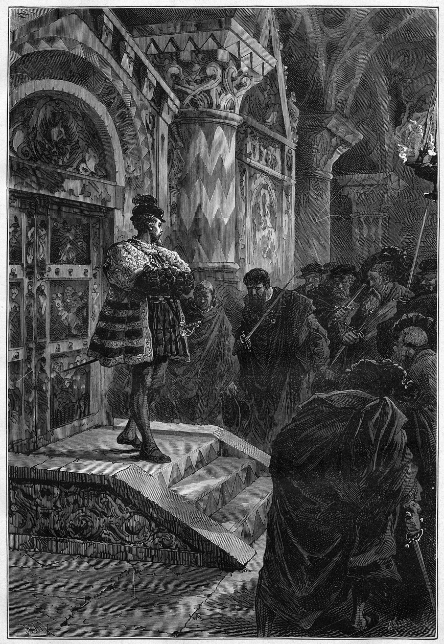Divadelní ztvárnění: “” Hernani”” od Victora Huga (1802-1885), dějství IV. scéna 4. Paříž, Comedie Francaise od French School