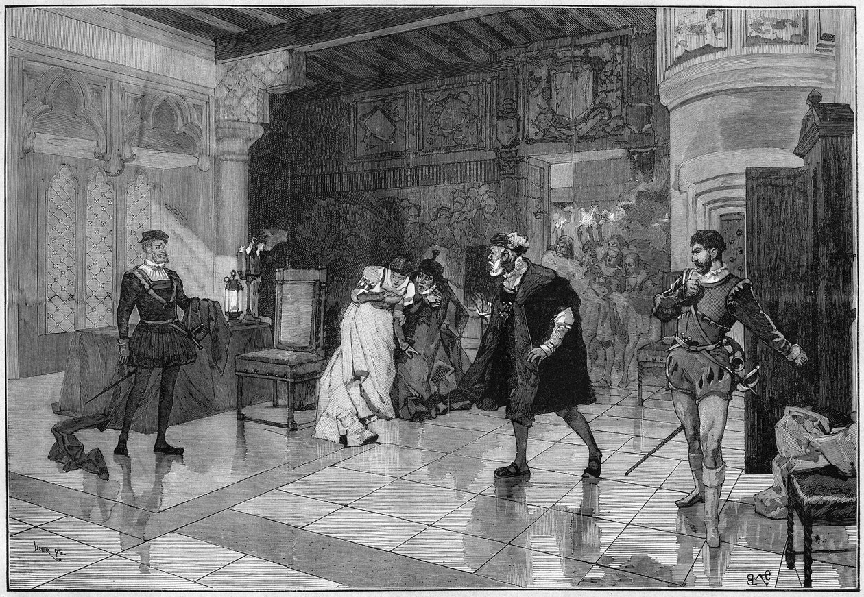Divadelní ztvárnění: “” Hernani”” od Victora Huga (1802-1885), dějství I. scéna 3. Paris, Comedie Francaise od French School