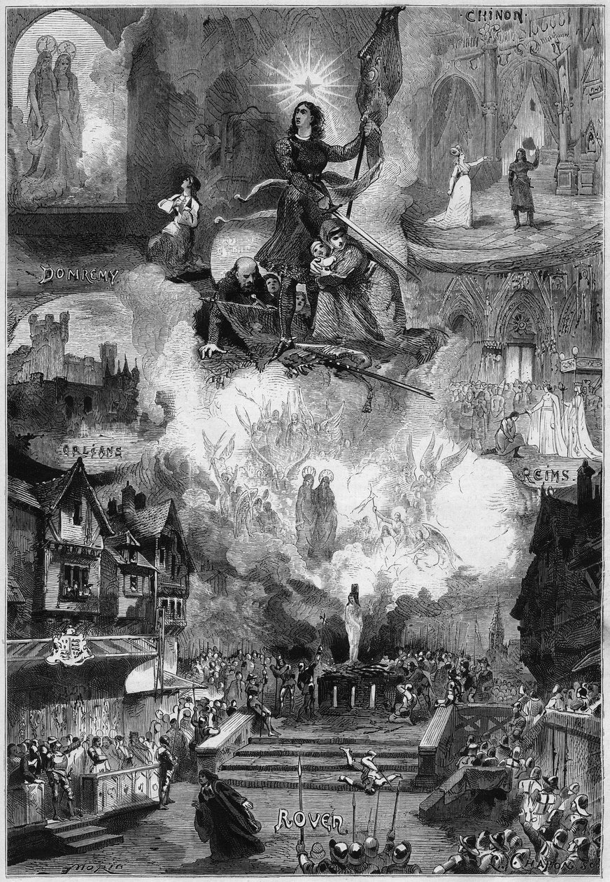 Divadelní ztvárnění: „“ Johanka z Arku“, lyrické drama Julese Barbiera (1825-1901), hudba Charlese Gounoda (1818-1893). Paříž, divadlo de la Gaite. Rytina v „“ Le Monde Illustré““ č. 868 z 29. listopadu 1873. od French School