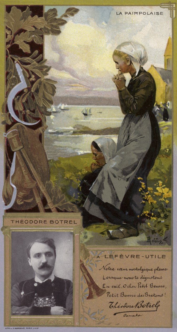 Theodore Botrel, francouzský zpěvák a skladatel (chromolit) od French School