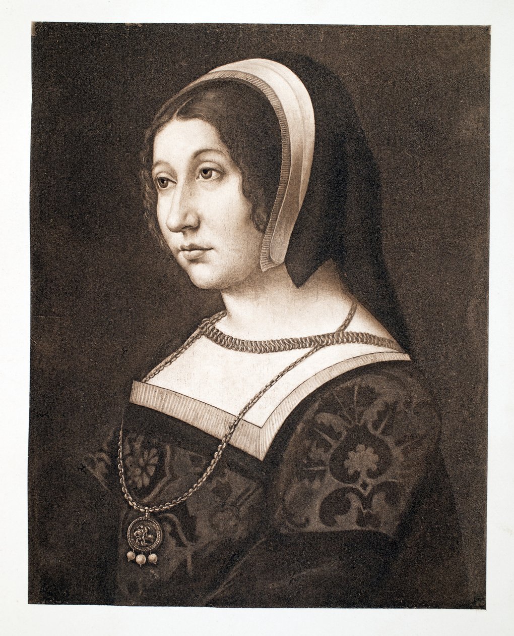 Předpokládá se, že je to Margaret Tudorová, dcera Jindřicha VII., skotské královny, kolem 1520 století, hospoda. 1902 od French School