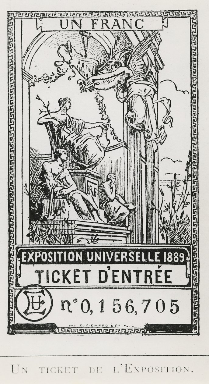 Vstupenka na výstavu Universelle z roku 1889 (litho) od French School