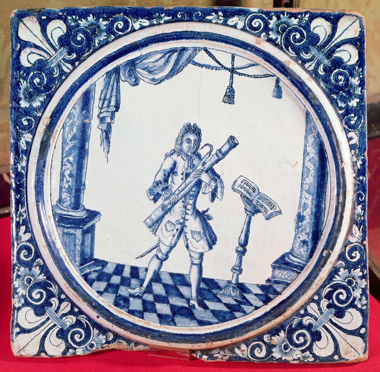 Dlaždice zobrazující fagotistu, 1706 (fajáns) od French School