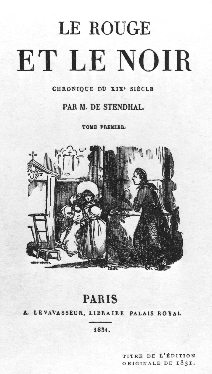Titulní strana prvního vydání The Red and the Black od Stendhala (1783-1842) publikovaného v roce 1831 od French School