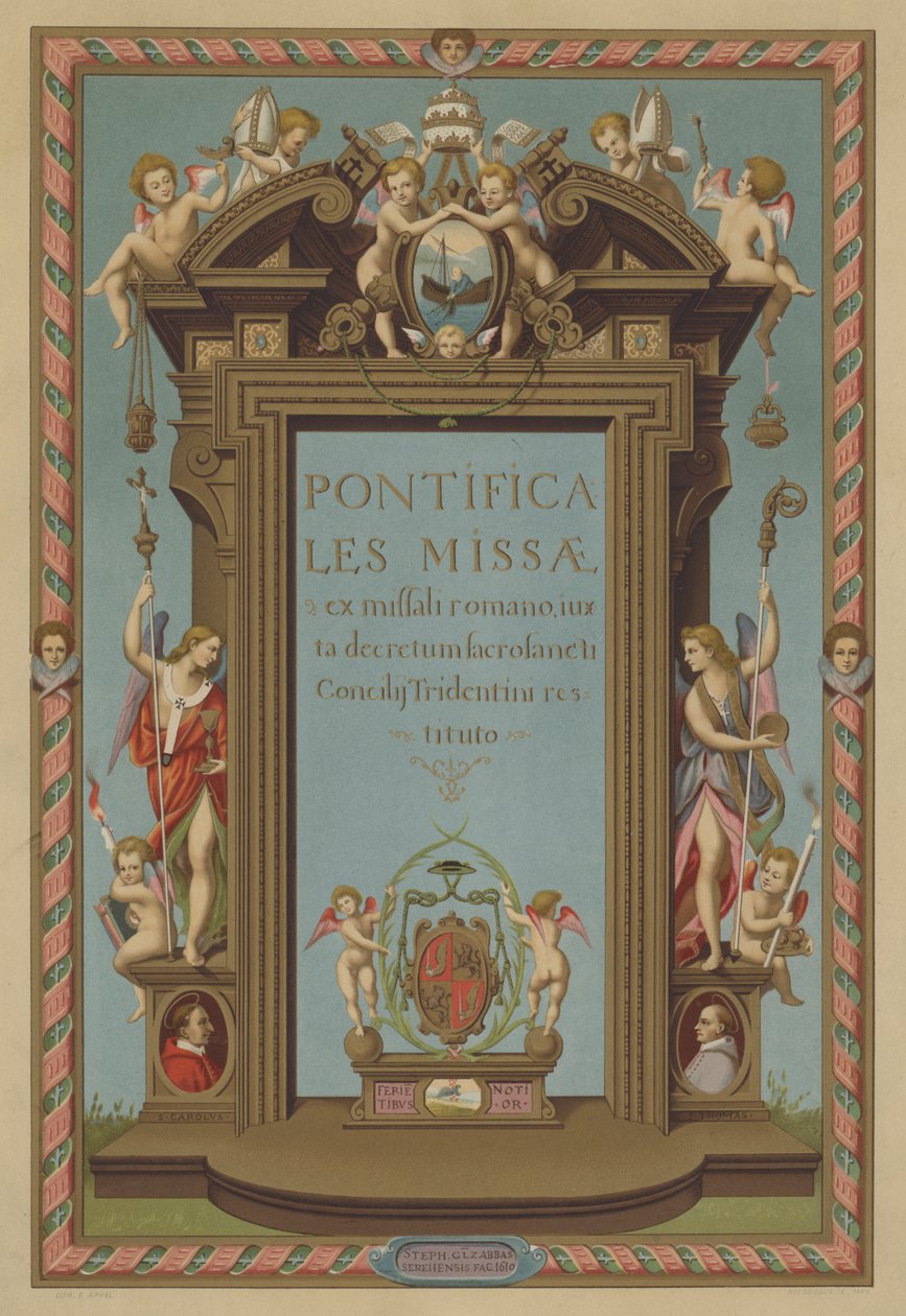 Titulní strana Pontifikálního misálu (chromolit) od French School