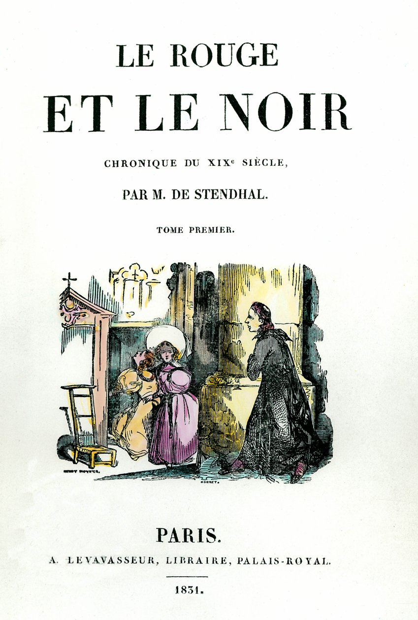 Titulní strana Stendhalovy knihy (1783 - 1842) "Červený a černý" od French School