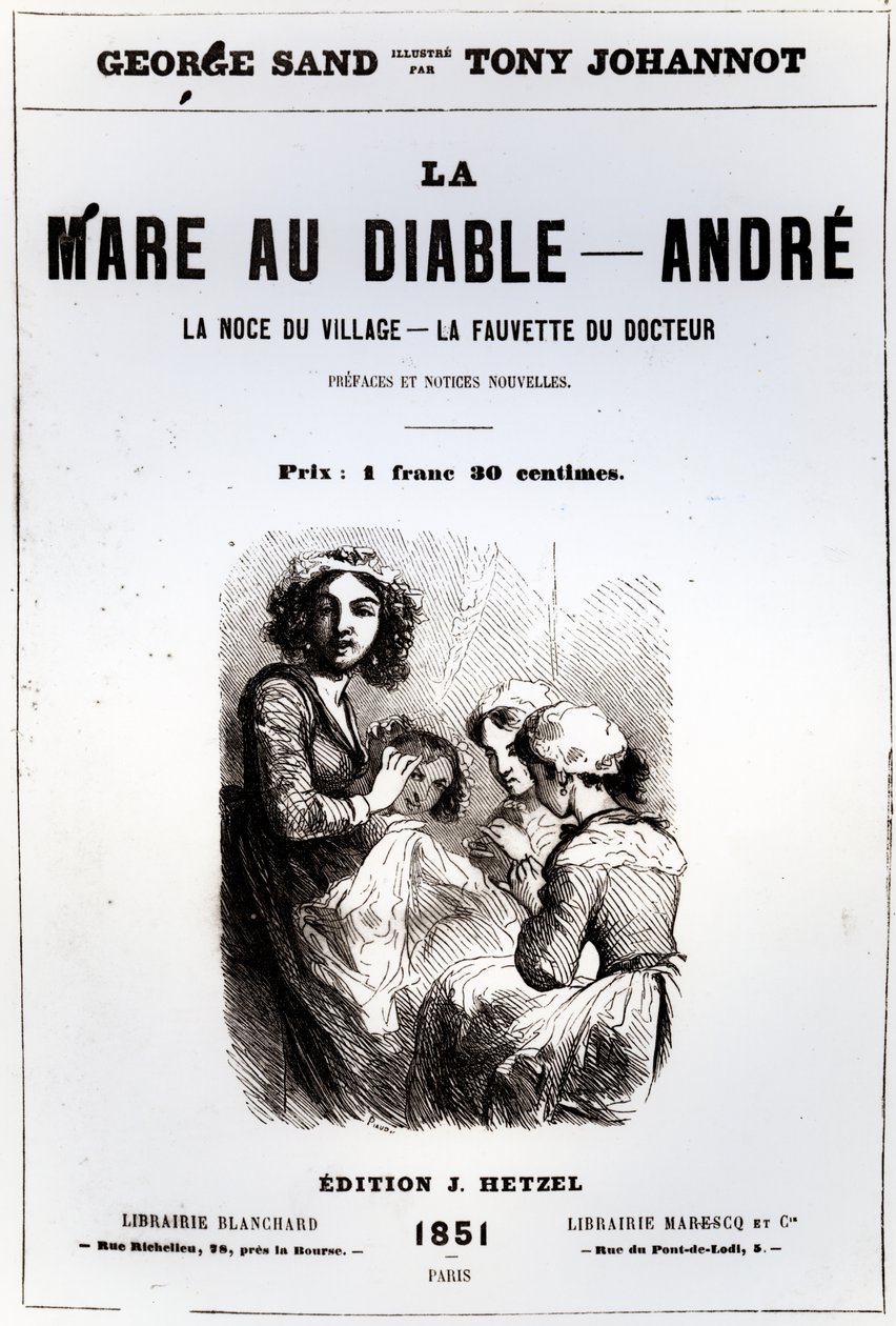 Titulní strana The Devils Pool od George Sand, ilustrovaná Tonym Johannotem, 1851 od French School