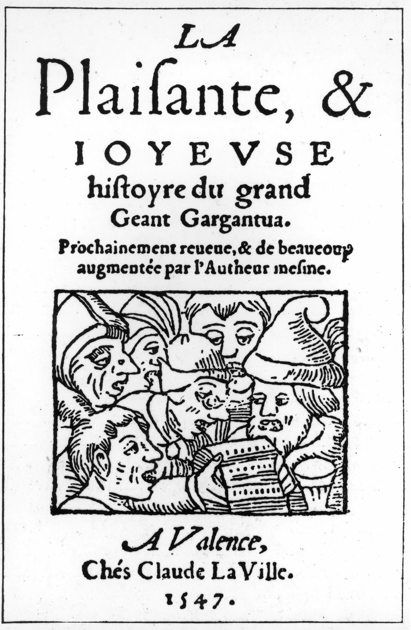Titulní strana Gargantua od Francoise Rabelaise (1494-1553) 1547 (xylograf) od French School