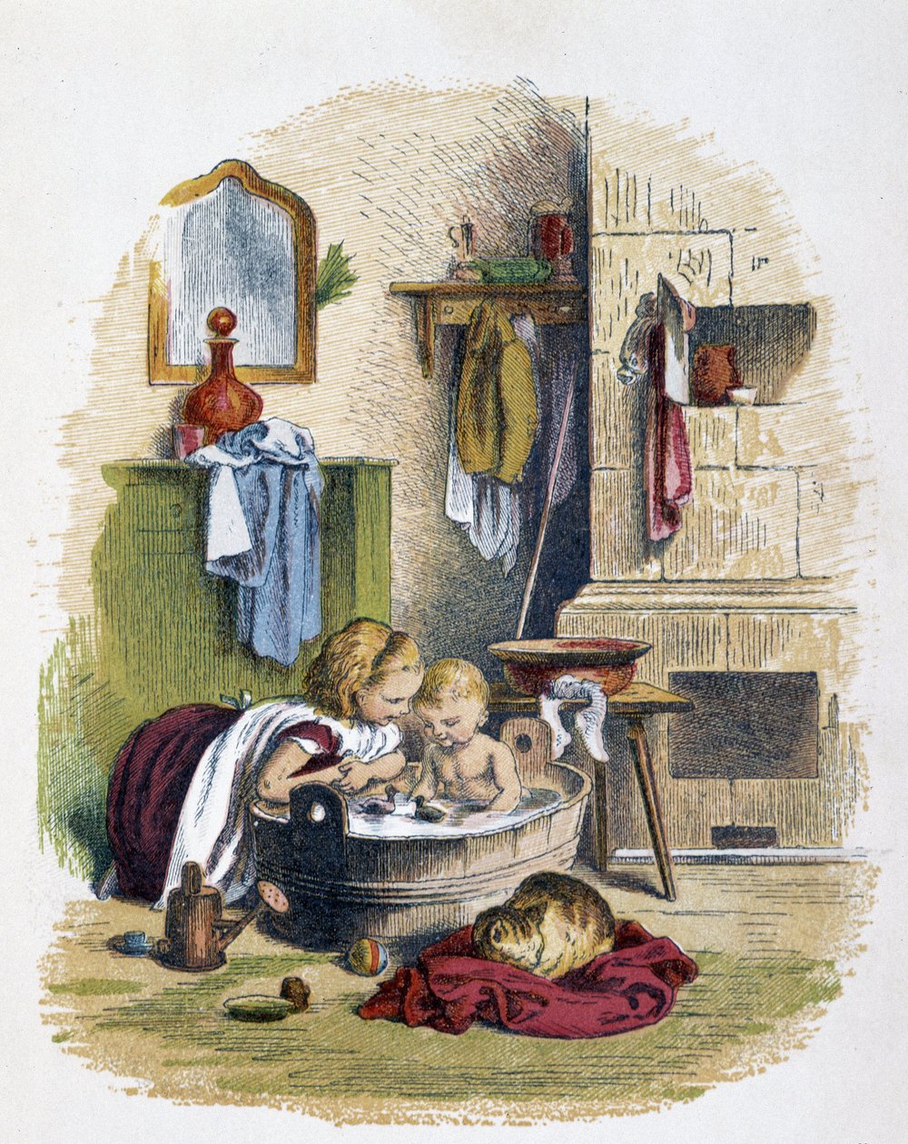 Toaleta v „“ Schnick, schnack, drobnosti pro nejmenší“, dětské hry. vyd. Londýn – Georges Ronthedge a synové. New York, Široká cesta Ludgate n.d. C. 1890. od French School
