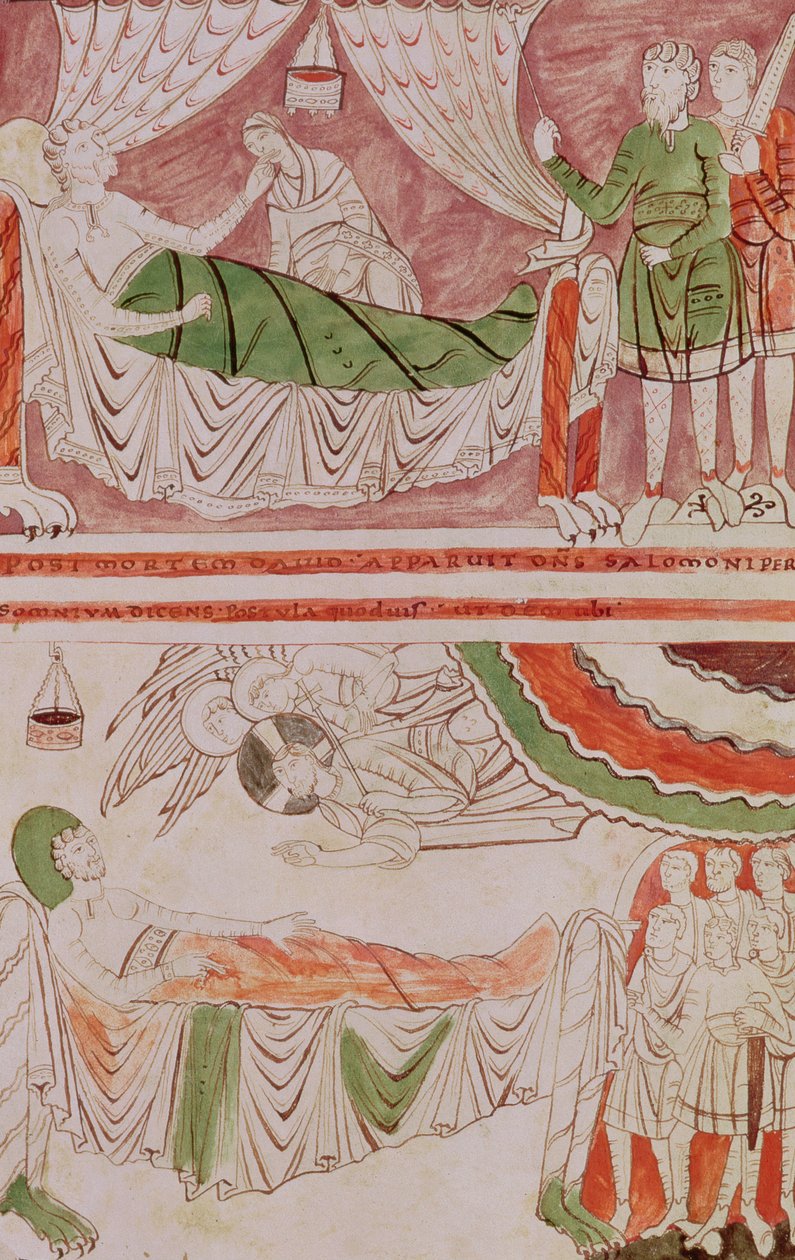 Tome 1, Ms 1589 f.128v Král David a Šalamounův sen, z Bible sv. Vásta od French School