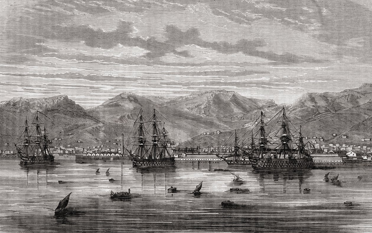 Toulon v 18. století, z „Histoire de la Revolution Francaise“ od Louise Blanca (1811-82) od French School