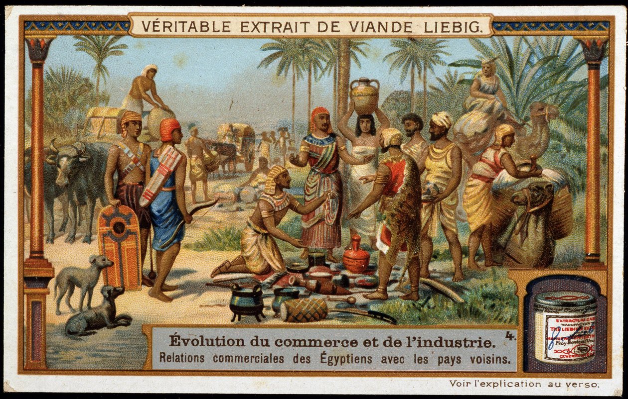 Rozvoj obchodu a průmyslu: Obchodní vztahy Egypta se sousedními zeměmi - Liebigova chromolitografie od French School