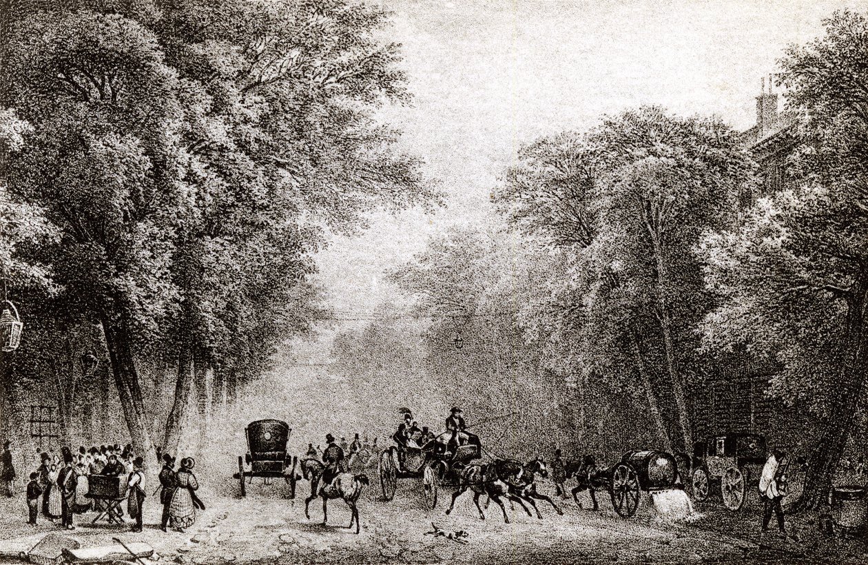 Provoz v Paříži, Francie, v 19. století, kolem roku 1830 od French School