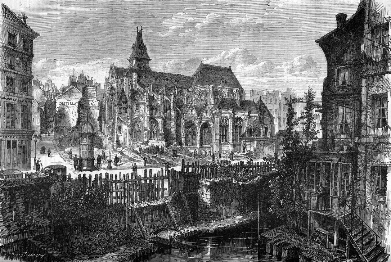 Proměny Paříže za Druhého císařství, Haussmannovská Paříž: vyklizení kostela Saint Medard ve čtvrti Mouffetard od French School